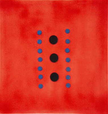 Polka Dots on Red - Original Acrylic Painting by Mario Bigetti - 2020 2020-ZCI-757778