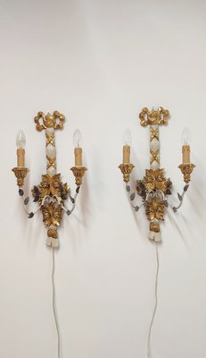 Polychrome Beech Wood Wall Lights, Spain, 1900s, Set of 2-RGF-1188088