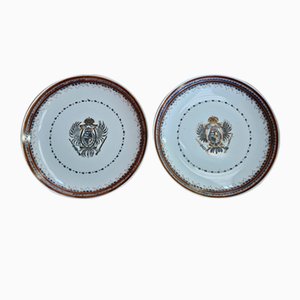 Polychrome Ceramic Dishes, Early 20th Century, Set of 2-ZUW-1802347