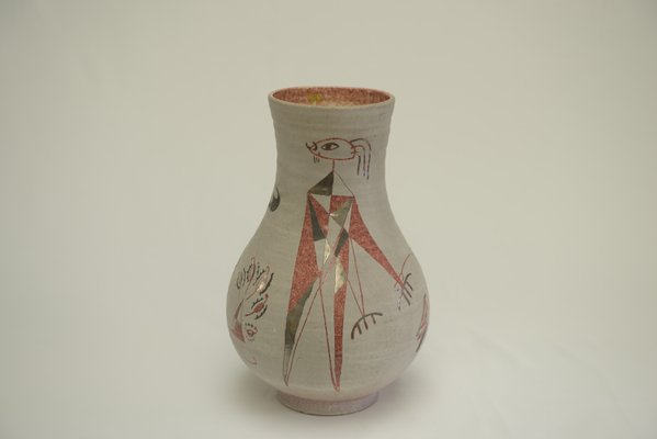 Polychrome Ceramic Vase from Accolay, 1950s-NEN-2031482