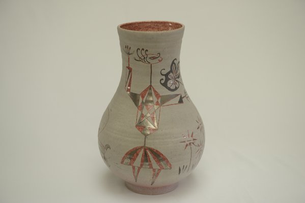 Polychrome Ceramic Vase from Accolay, 1950s-NEN-2031482