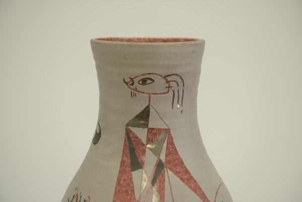 Polychrome Ceramic Vase from Accolay, 1950s-NEN-2031482