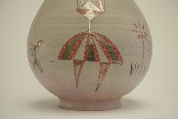 Polychrome Ceramic Vase from Accolay, 1950s-NEN-2031482