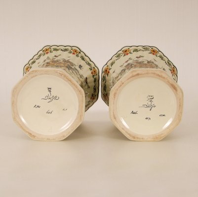 Polychrome Delftware Beaker Vases from Royal Delft, 1950s, Set of 2-GOE-1407146