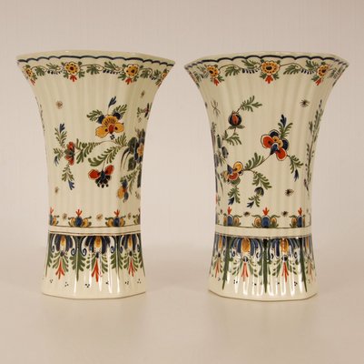 Polychrome Delftware Beaker Vases from Royal Delft, 1950s, Set of 2-GOE-1407146