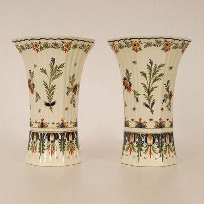 Polychrome Delftware Beaker Vases from Royal Delft, 1950s, Set of 2-GOE-1407146