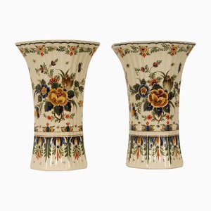 Polychrome Delftware Beaker Vases from Royal Delft, 1950s, Set of 2-GOE-1407146