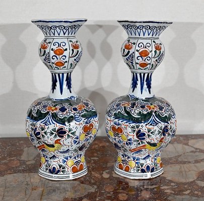 Polychrome Earthenware Vases from Royal Delft, Set of 2-RVK-1447114