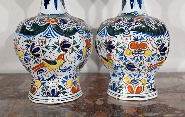 Polychrome Earthenware Vases from Royal Delft, Set of 2-RVK-1447114