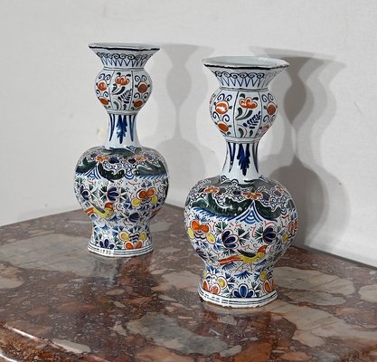 Polychrome Earthenware Vases from Royal Delft, Set of 2-RVK-1447114