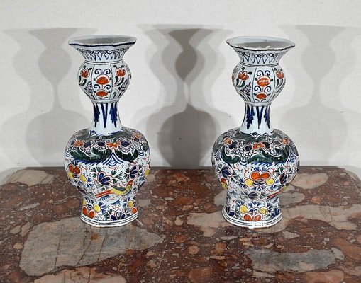 Polychrome Earthenware Vases from Royal Delft, Set of 2-RVK-1447114