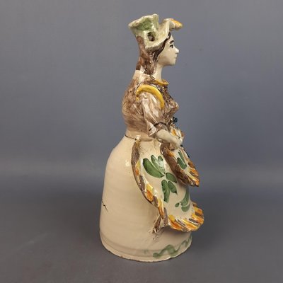 Polychrome Majolica Sculpture of Woman with Basket and Flowers from Caltagirone, 1950s-PWG-2041269