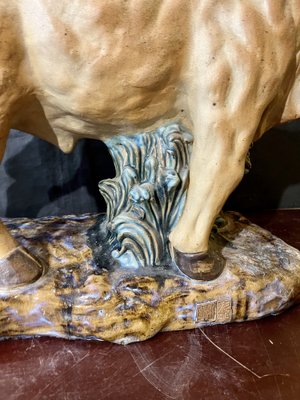 Polychrome Sculpture of Bull, 1900s, Glazed Terracotta-WRQ-1742138