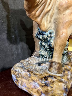 Polychrome Sculpture of Bull, 1900s, Glazed Terracotta-WRQ-1742138