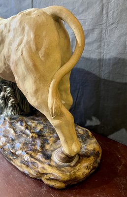 Polychrome Sculpture of Bull, 1900s, Glazed Terracotta-WRQ-1742138