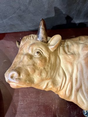 Polychrome Sculpture of Bull, 1900s, Glazed Terracotta-WRQ-1742138