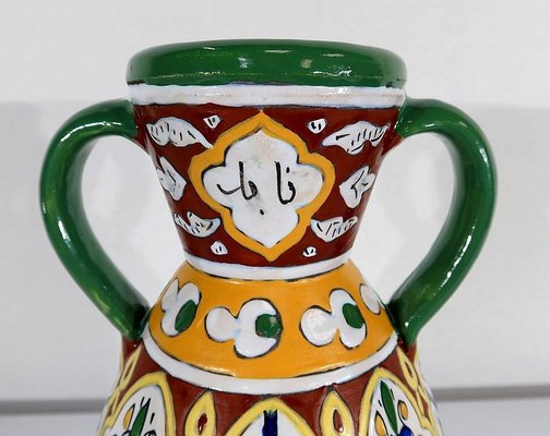 Polychrome Vase in Enamelled Earthenware, Nabeul, 1920-RVK-1261184