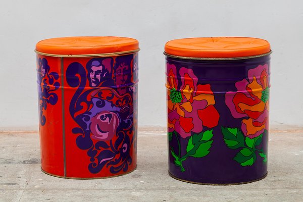 Pop-Art Flower Power Stools, 1968, Set of 2-KL-677978