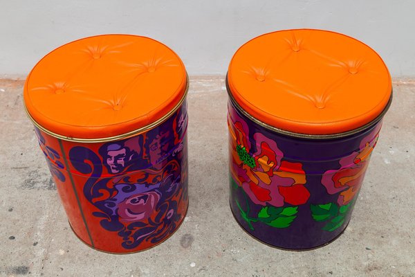 Pop-Art Flower Power Stools, 1968, Set of 2-KL-677978