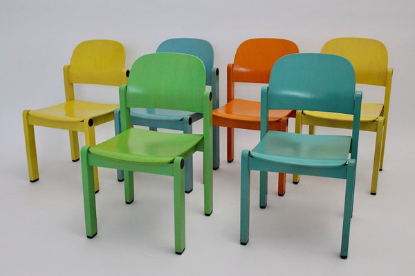 Pop Art Multicolored Dining Chairs, 1980s, Set of 6-NB-657466