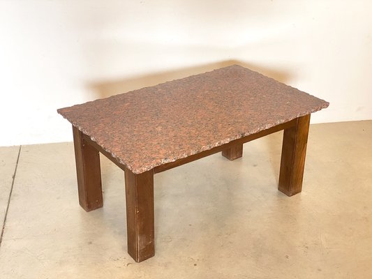 Poplar Wood & Granite Coffee Table, 1970s-NPC-1318617