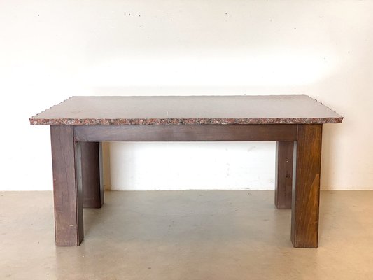 Poplar Wood & Granite Coffee Table, 1970s-NPC-1318617