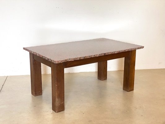 Poplar Wood & Granite Coffee Table, 1970s-NPC-1318617