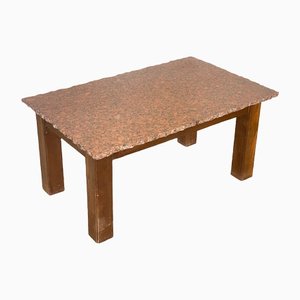 Poplar Wood & Granite Coffee Table, 1970s-NPC-1318617