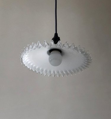 Porcelain and Handmade Glass Counterweight Pendant Lamp, 1900s-BAF-763465