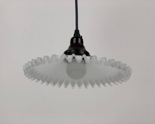 Porcelain and Handmade Glass Counterweight Pendant Lamp, 1900s-BAF-763465