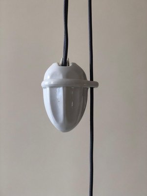 Porcelain and Handmade Glass Counterweight Pendant Lamp, 1900s-BAF-763465