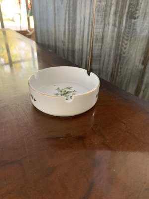 Porcelain Ashtray with Green Floral Pattern from Hollóháza, 1960s-OXJ-1730375