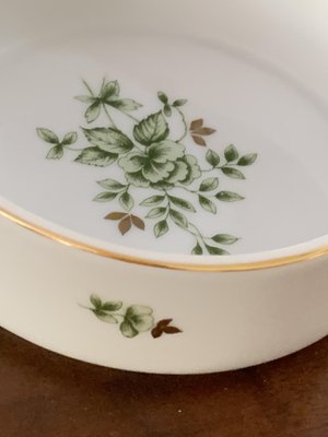 Porcelain Ashtray with Green Floral Pattern from Hollóháza, 1960s-OXJ-1730375