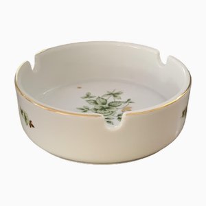 Porcelain Ashtray with Green Floral Pattern from Hollóháza, 1960s-OXJ-1730375