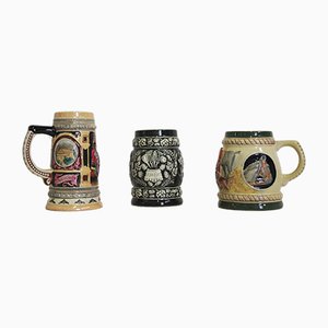 Porcelain Beer Mugs, 1980s, Set of 3-KNM-934828