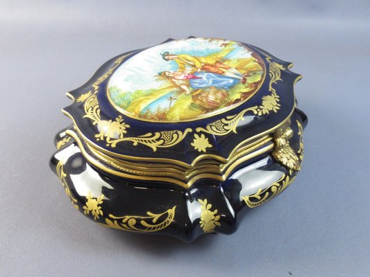 Porcelain Box Sèvres Finely Hand Painted Folk Chest of Chest, 1955-PWG-1751119