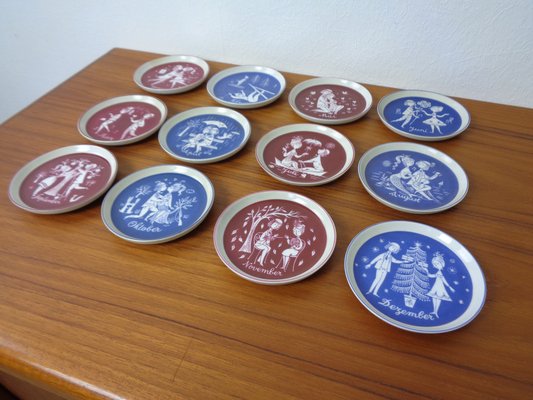 Porcelain Coasters by Raymond Peynet for Rosenthal Studio Line, 1960s, Set of 12-RDW-1785483