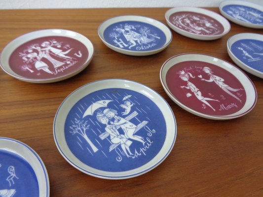 Porcelain Coasters by Raymond Peynet for Rosenthal Studio Line, 1960s, Set of 12-RDW-1785483