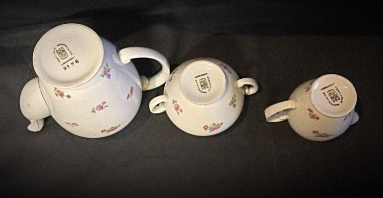 Porcelain Coffee Pot, Pitcher & Sugar Bowl from from S.E.R France, 1950s, Set of 3-JZV-2041106