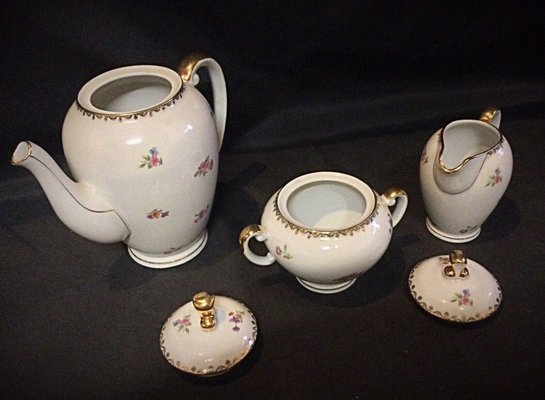 Porcelain Coffee Pot, Pitcher & Sugar Bowl from from S.E.R France, 1950s, Set of 3-JZV-2041106