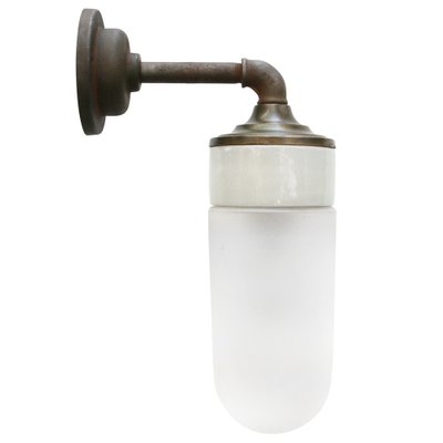 Porcelain, Frosted Glass, Brass and Cast Iron Wall Sconce-BLS-1445060