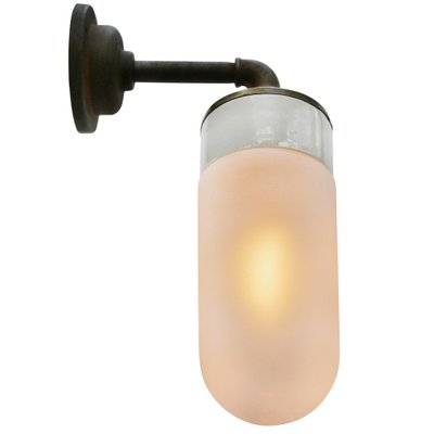 Porcelain, Frosted Glass, Brass and Cast Iron Wall Sconce-BLS-1445060