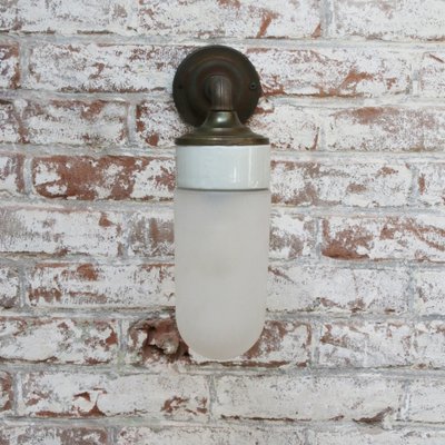 Porcelain, Frosted Glass, Brass and Cast Iron Wall Sconce-BLS-1445060