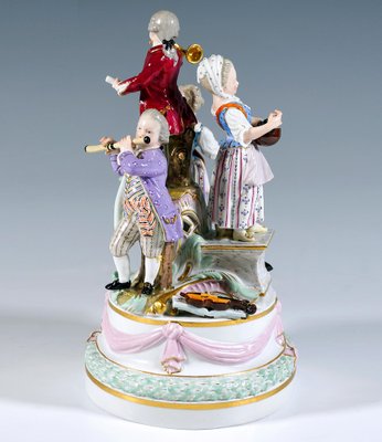 Porcelain Group of 4 Gardening Children Playing Music by J.J. Kaendler for Meissen, 1850s-EMT-1704068