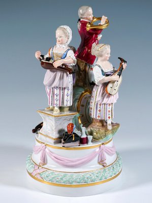 Porcelain Group of 4 Gardening Children Playing Music by J.J. Kaendler for Meissen, 1850s-EMT-1704068