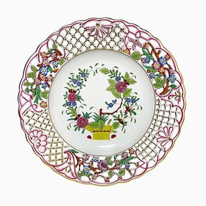 Porcelain Indian Basket Wall Decoration Plate from Herend Hungary-UCH-1224405