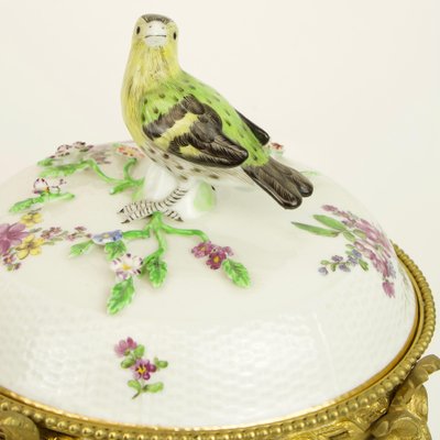 Porcelain Lidded Box with Bronze Details in the Style of Meissen, Paris, Late 19th Century-KMT-1069282