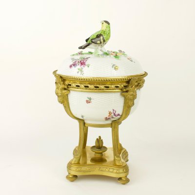 Porcelain Lidded Box with Bronze Details in the Style of Meissen, Paris, Late 19th Century-KMT-1069282