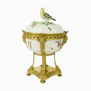 Porcelain Lidded Box with Bronze Details in the Style of Meissen, Paris, Late 19th Century-KMT-1069282