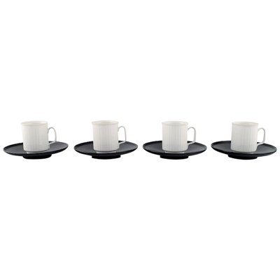 Porcelain Noire Mocha Cups with Saucers by Tapio Wirkkala for Rosenthal, Set of 8-AR-787950